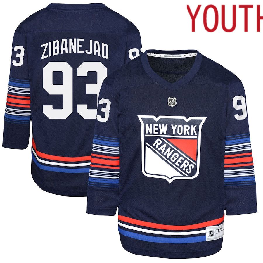 Youth New York Rangers 93 Mika Zibanejad Navy Alternate Replica Player NHL Jersey